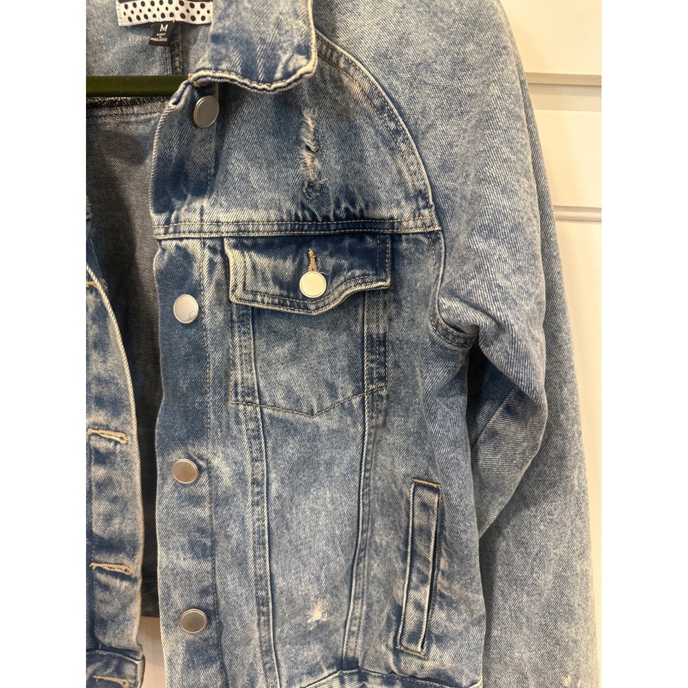 Alivia Ford Womens Distressed Acid Wash Denim boho Jacket Blue Size Medium read - Picture 3 of 10